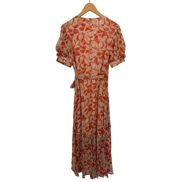 Polo Ralph Lauren Print Crinkled Georgette Wrap Dress Orange Size 12 - Picture 5 of 12